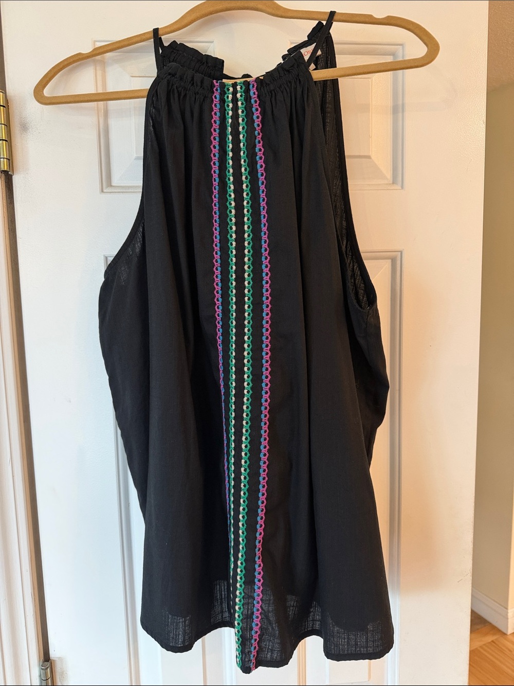 Knox Rose Black Halter Top with Embroidered Green & Purple Trim XXL - Picture 9 of 9